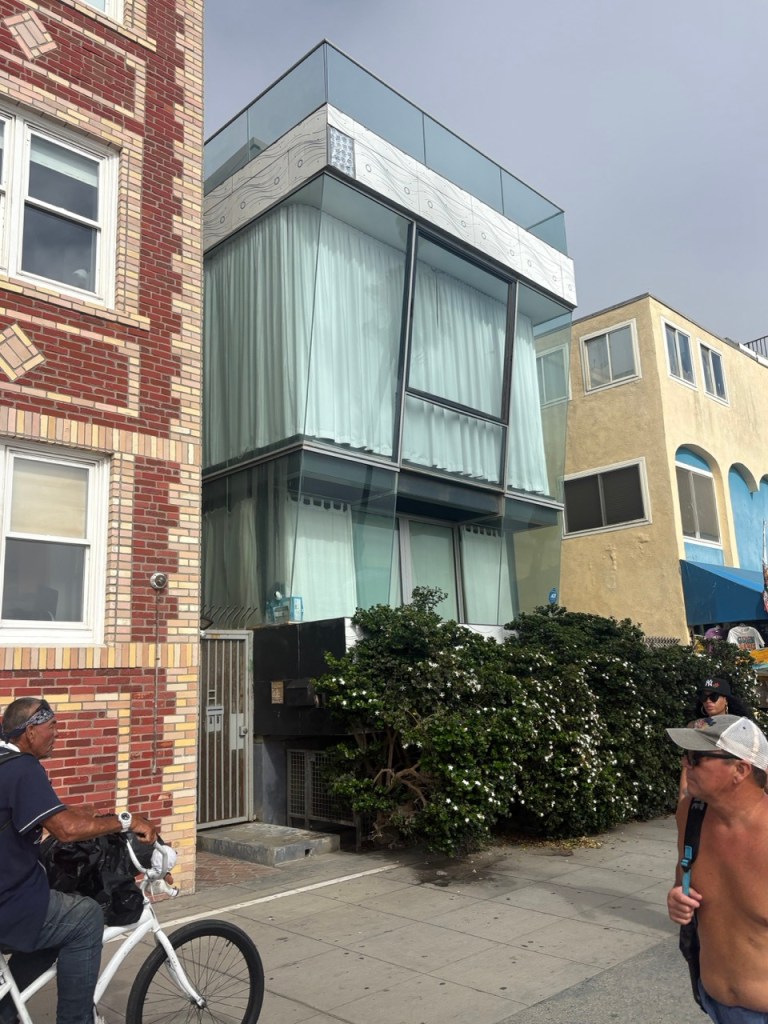 Narrow modern glass building